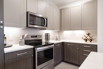 Kitchen with microwave